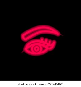 Eye Make Up red glowing neon ui ux icon. Glowing sign logo vector