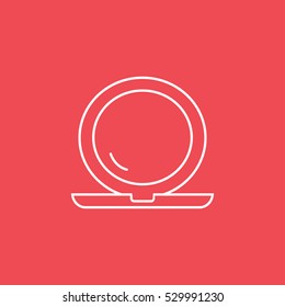 Eye Make Up Shadow With Mirror Line Icon On Red Background