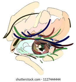 Eye makeup. The art style, brush strokes.