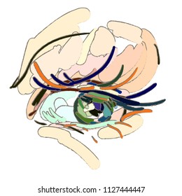 Eye makeup. The art style, brush strokes.