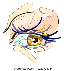 Eye makeup. The art style, brush strokes.