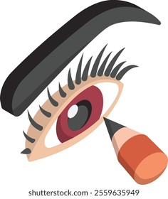 eye makeup artist isometric concept, Eye liner or eyeliner vector icon design, beauty personal care symbol, cosmetic dermatology sign, body aesthetics stock illustration