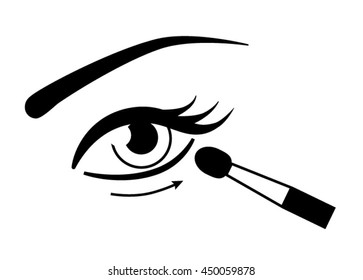 Eye and makeup brush vector icon