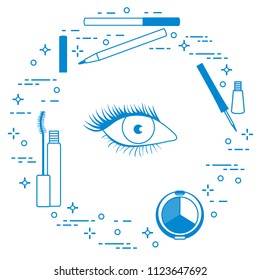 Eye makeup. Decorative cosmetics. Glamour fashion vogue style.