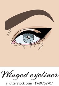 Eye with makeup illustration. Woman's eye with eyeliner vector illustration