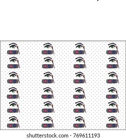 Eye makeup pattern on a dotted background