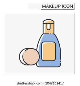  Eye makeup remover color icon. Delicate liquid for clean eye from cosmetic.Beauty procedure. Makeup concept. Isolated vector illustration