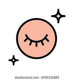 Eye makeup remover color icon. Makeup routine concept. Delicate liquid for clean eye from cosmetic. Beauty procedure. Eye patches removing makeup icon, facial skin care with pad icon. Vector graphics.