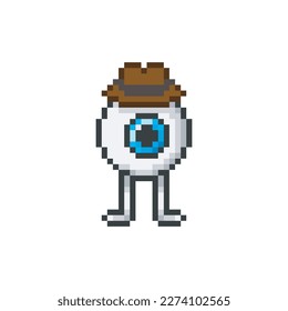 Eye man with hat, pixel art character