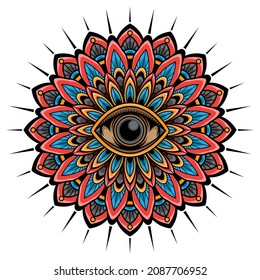 vector de diseño gráfico de mandala ocular, EPS vectorial 10