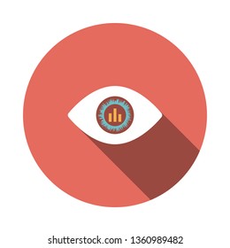 Eye with market chart inside pupil icon. Flat color design. Vector illustration.