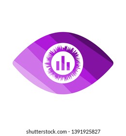 Eye With Market Chart Inside Pupil Icon. Flat Color Ladder Design. Vector Illustration.