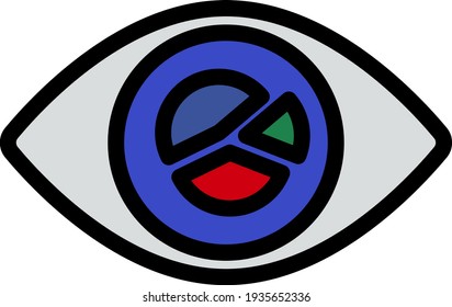 Eye With Market Chart Inside Pupil Icon. Editable Thick Outline With Color Fill Design. Vector Illustration.