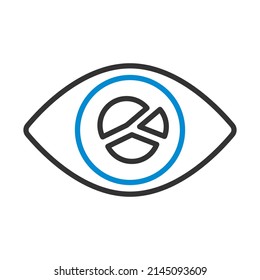 Auge mit Markttyp Inside Pupil Symbol. Bearbeitbare, fette Rahmenlinie mit Farbfülldesign. Vektorgrafik.