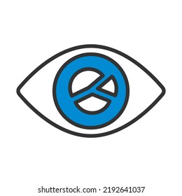 Auge mit Markttyp Inside Pupil Symbol. Bearbeitbare, fette Rahmenlinie mit Farbfülldesign. Vektorgrafik.