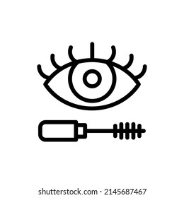 Eye Mascara Icon. Line Art Style Design Isolated On White Background