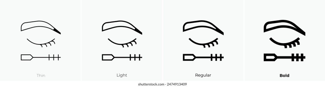 eye mascara icon. Thin, Light Regular And Bold style design isolated on white background