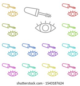 Eye, mascara multi color icon. Simple thin line, outline vector of beauty icons for ui and ux, website or mobile application