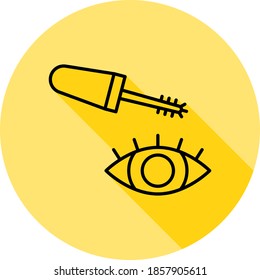 eye, mascara outline icon in long shadow style