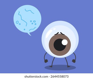 Mascote do olho vendo flutuadores vetor ilustração conceito médico de desenho animado. Desenho para a condição de visão do descolamento do vítreo e seus efeitos colaterais 