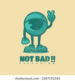 Eye mascot vector in vintage retro, trendy style cartoon hand drawn