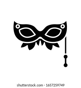 Icono negro de máscara ocular, ilustración conceptual, símbolo plano vectorial, signo de glifo.