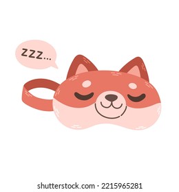 Eye mask dog vector sleeping night accessory relax rest in traveling illustration isolated sleep mask vector