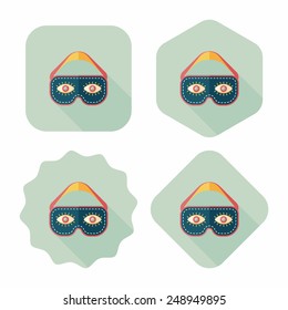 eye mask, flat icon with long shadow