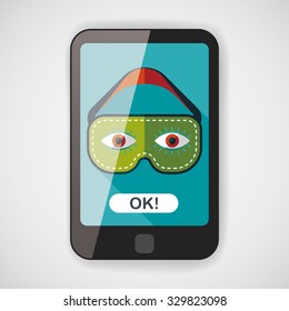 eye mask, flat icon with long shadow