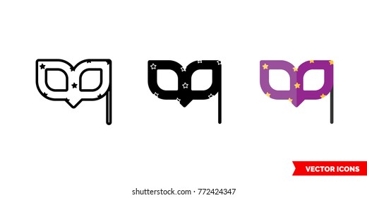 Eye mask icon of 3 types: color, black and white, outline. Isolated vector sign symbol.