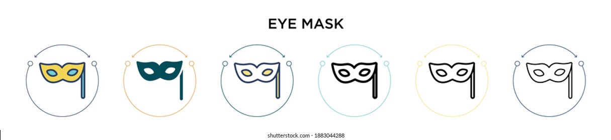 Eye mask icon in filled, thin line, outline and stroke style. Vector illustration of two colored and black eye mask vector icons designs can be used for mobile, ui, web
