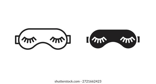 Augenmasken-Symbol flach und dünn Strich Vektorpaket. Bearbeitbarer Symbolsatz