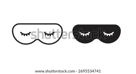 Eye mask icon illustrations collection. editable stroke outline and flat style