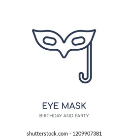 Eye mask icon. Eye mask linear symbol design from Birthday and Party collection. Simple outline element vector illustration on white background.