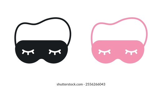 Eye mask icon set in black and colored versions.