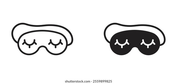 Eye mask Icon set in black color for ui designs
