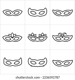 Eye mask icon set. Suitable for party, super hero mask or villain mask concept in vector