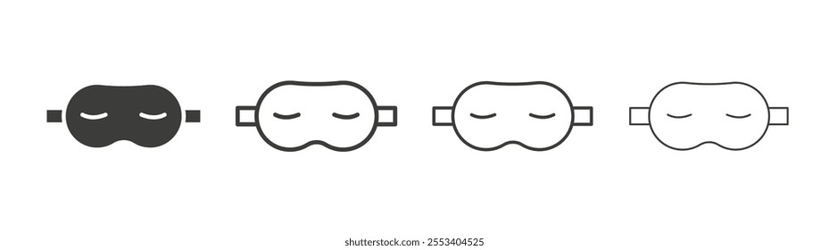 Eye mask icons collection. vector set in black color