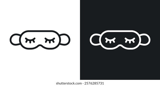 Eye mask icons in thin black and white stroke liner style