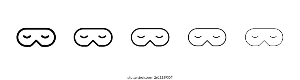 Eye mask icons vector set in different stroke line style