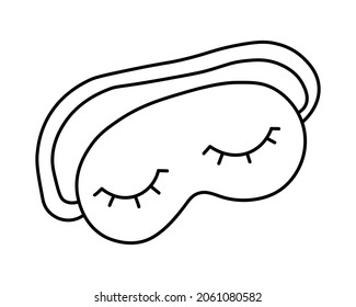 eye mask line icon. sleep mask with close eyes. Vector illustration in doodle style isolated on white background. cozy pajamas for sleeping.
