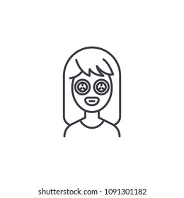 Eye mask linear icon concept. Eye mask line vector sign, symbol, illustration.