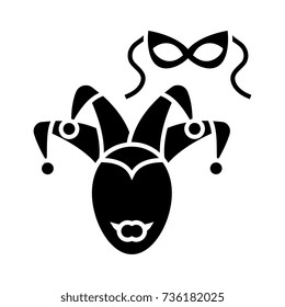 eye mask - masquerade icon, vector illustration, black sign on isolated background