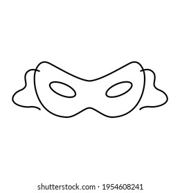 Eye mask outline icon. Vector sign isolated on white background. Masquerade ball symbol, festival logo illustration.