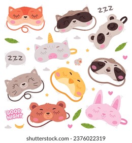 Eye Mask for Sleeping as Cloth Cover to Block out Light Vector Set