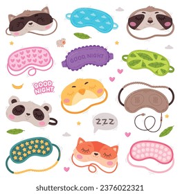 Eye Mask for Sleeping as Cloth Cover to Block out Light Vector Set