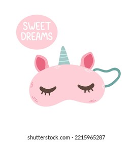 Eye mask unicorn vector sleeping night accessory relax rest in traveling illustration isolated sleep mask vector