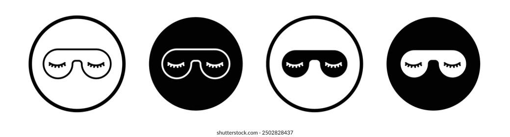 Eye mask vector icon set black filled and outlined style.
