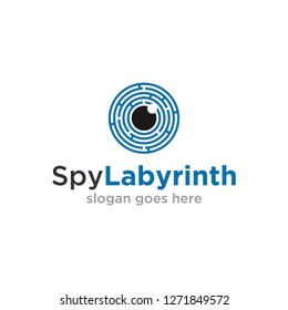 Eye Maze Spy Labyrinth Security Logo Design Concept