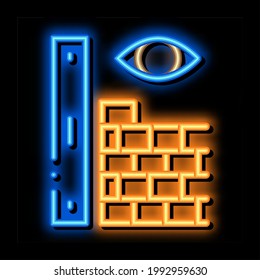 Eye Measuring neon light sign vector. Glowing bright icon Eye Measuring sign. transparent symbol illustration